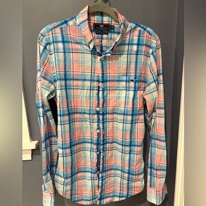 Vineyard Vines Slim fit Tucker Casual Plaid Shirt - Blue and Pink Mens XS